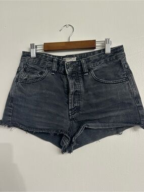 Free People Distressed Black Jean Shorts